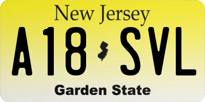 NJ license plate A18SVL