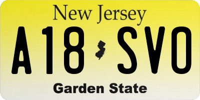 NJ license plate A18SVO
