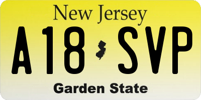 NJ license plate A18SVP
