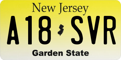 NJ license plate A18SVR