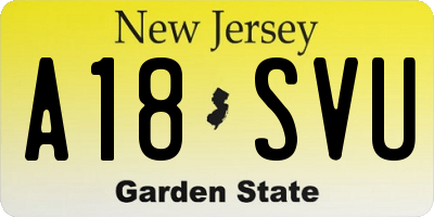 NJ license plate A18SVU