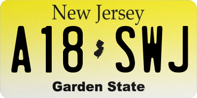 NJ license plate A18SWJ