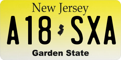 NJ license plate A18SXA
