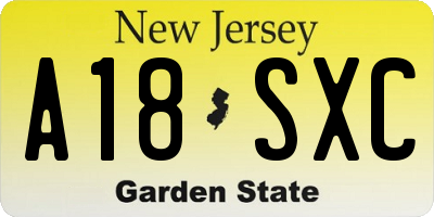 NJ license plate A18SXC