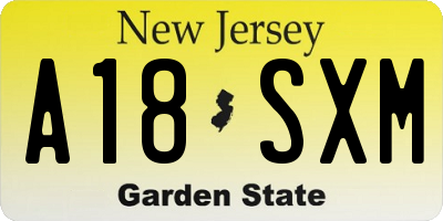 NJ license plate A18SXM
