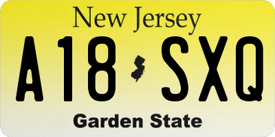 NJ license plate A18SXQ