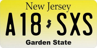 NJ license plate A18SXS