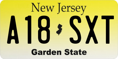 NJ license plate A18SXT