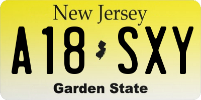 NJ license plate A18SXY