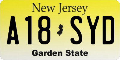 NJ license plate A18SYD