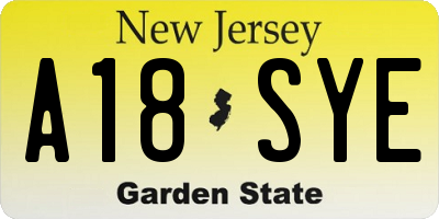 NJ license plate A18SYE