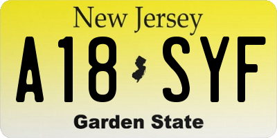NJ license plate A18SYF