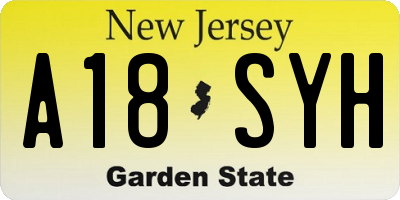 NJ license plate A18SYH
