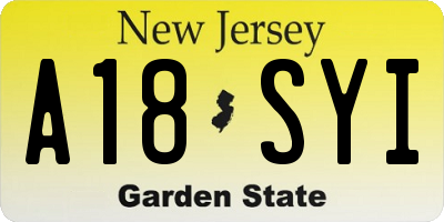 NJ license plate A18SYI