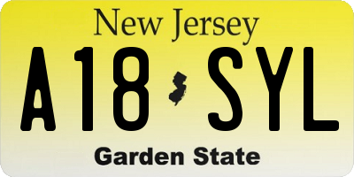 NJ license plate A18SYL