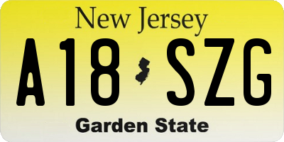 NJ license plate A18SZG