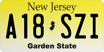 NJ license plate A18SZI