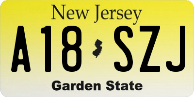 NJ license plate A18SZJ