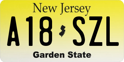 NJ license plate A18SZL