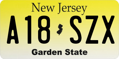 NJ license plate A18SZX