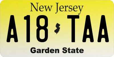NJ license plate A18TAA