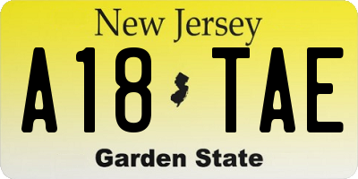 NJ license plate A18TAE