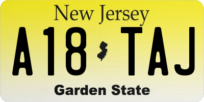 NJ license plate A18TAJ