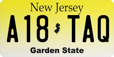 NJ license plate A18TAQ