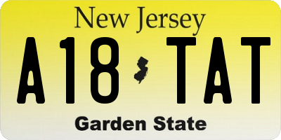 NJ license plate A18TAT
