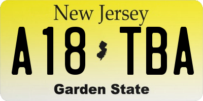 NJ license plate A18TBA