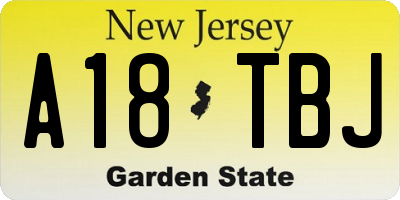 NJ license plate A18TBJ