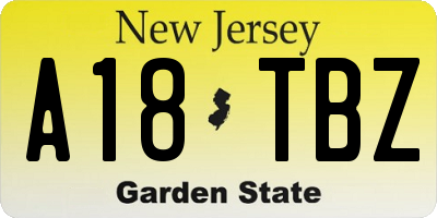 NJ license plate A18TBZ