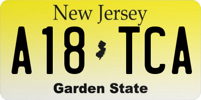 NJ license plate A18TCA