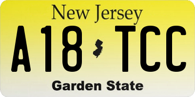 NJ license plate A18TCC