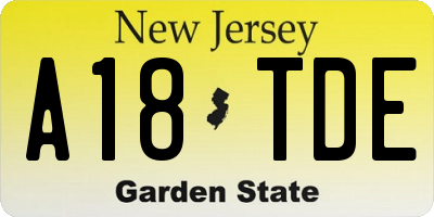 NJ license plate A18TDE