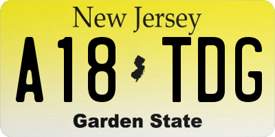 NJ license plate A18TDG