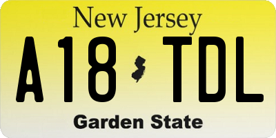 NJ license plate A18TDL