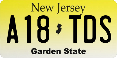 NJ license plate A18TDS
