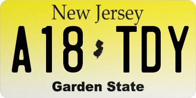 NJ license plate A18TDY