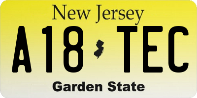 NJ license plate A18TEC