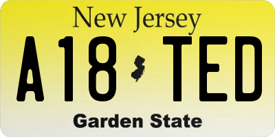 NJ license plate A18TED