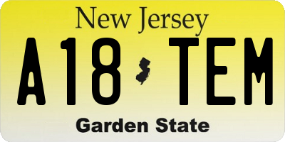 NJ license plate A18TEM