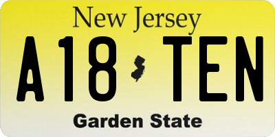 NJ license plate A18TEN