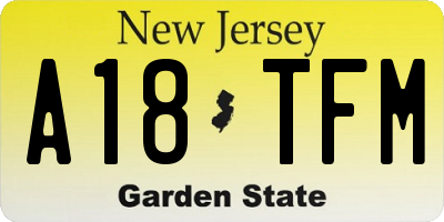 NJ license plate A18TFM