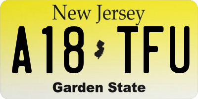 NJ license plate A18TFU