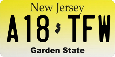 NJ license plate A18TFW