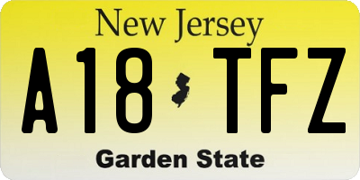 NJ license plate A18TFZ