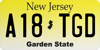 NJ license plate A18TGD