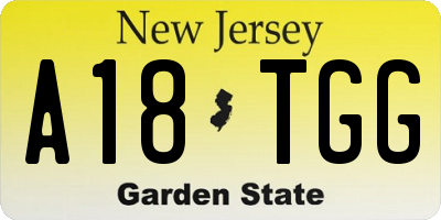 NJ license plate A18TGG