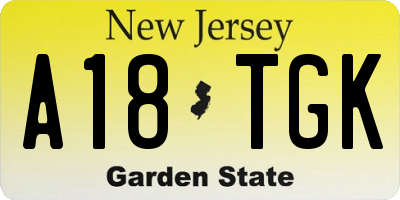 NJ license plate A18TGK